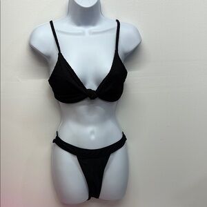 black Bikini Set two piece size medium Adjustable strap  string tie New
